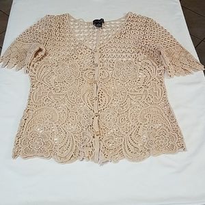 Cream Lace Crochet Top
